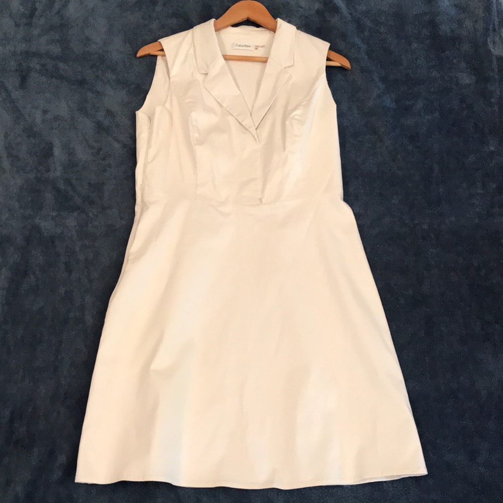Calvin Klein White belted dress